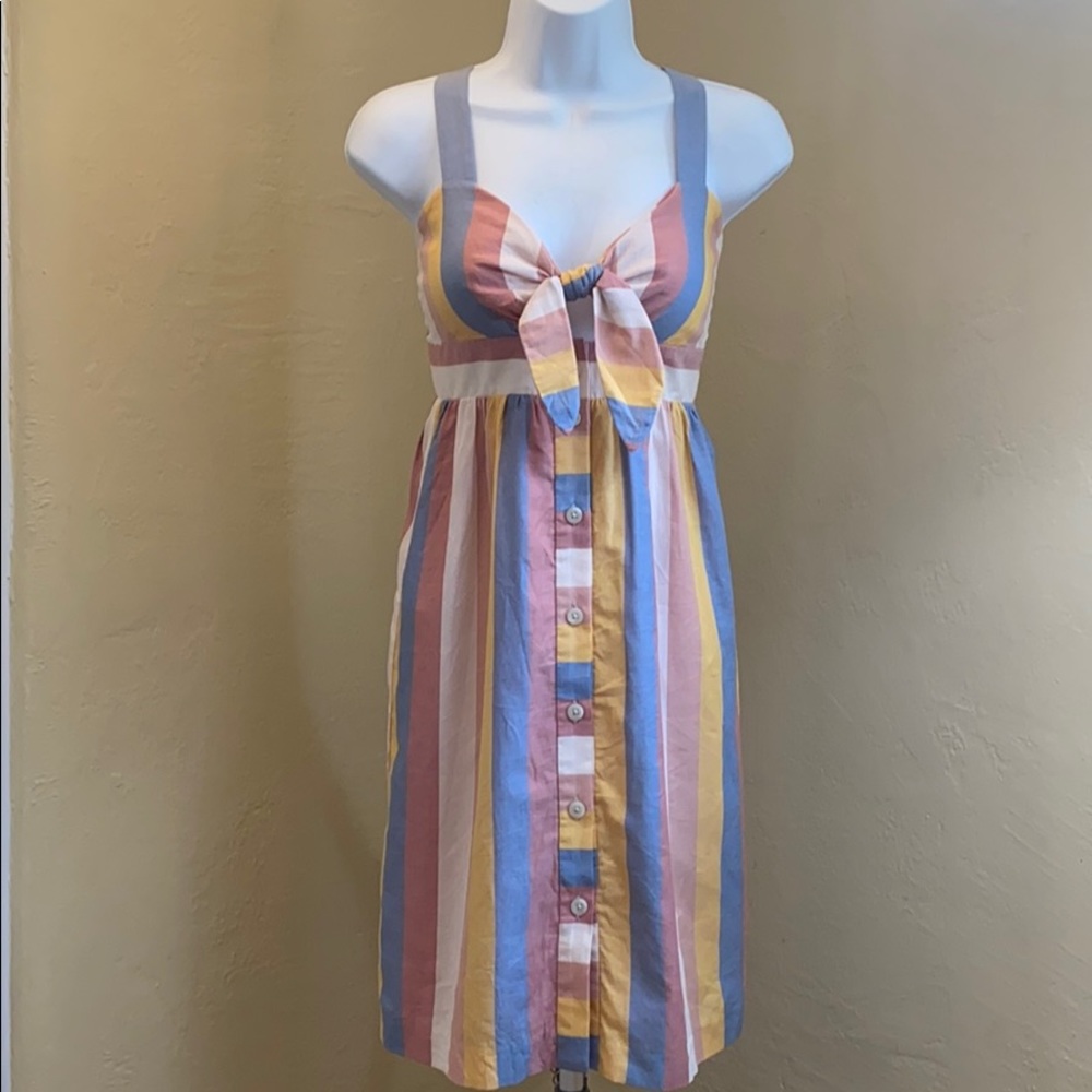 Madewell striped tie front midi dress